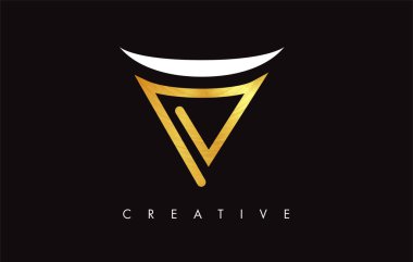 V Golden Letter Modern Trendy Tasarım Logosu. V Harfi Simge Logo wi