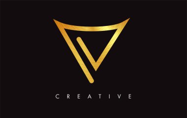 V Golden Letter Modern Trendy Tasarım Logosu. V Harfi Simge Logo wi