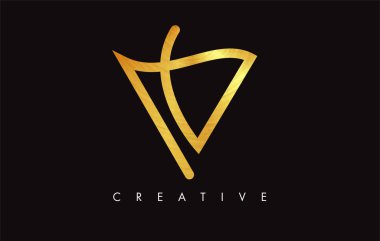 V Golden Letter Modern Trendy Tasarım Logosu. V Harfi Simge Logo wi