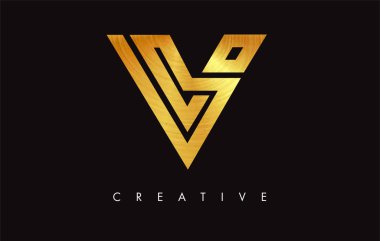 V Golden Letter Modern Trendy Tasarım Logosu. V Harfi Simge Logo wi