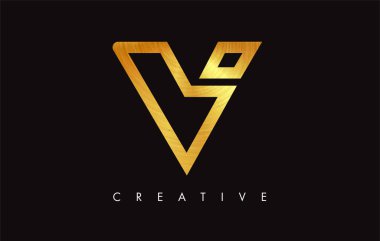 V Golden Letter Modern Trendy Tasarım Logosu. V Harfi Simge Logo wi