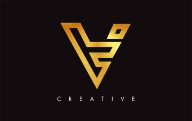 V Golden Letter Modern Trendy Tasarım Logosu. V Harfi Simge Logo wi