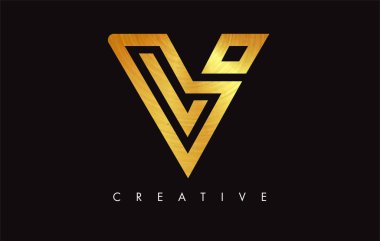 V Golden Letter Modern Trendy Tasarım Logosu. V Harfi Simge Logo wi