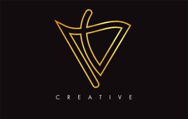 V Golden Letter Modern Trendy Tasarım Logosu. V Harfi Simge Logo wi