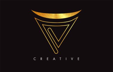 V Golden Letter Modern Trendy Tasarım Logosu. V Harfi Simge Logo wi