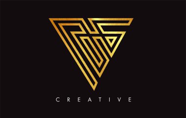 V Golden Letter Modern Trendy Tasarım Logosu. V Harfi Simge Logo wi