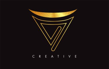 V Golden Letter Modern Trendy Tasarım Logosu. V Harfi Simge Logo wi