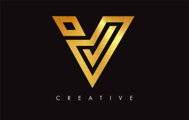 V Golden Letter Modern Trendy Tasarım Logosu. V Harfi Simge Logo wi
