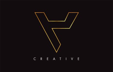 V Golden Letter Modern Trendy Tasarım Logosu. V Harfi Simge Logo wi