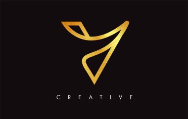 V Golden Letter Modern Trendy Tasarım Logosu. V Harfi Simge Logo wi