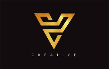 V Golden Letter Modern Trendy Tasarım Logosu. V Harfi Simge Logo wi