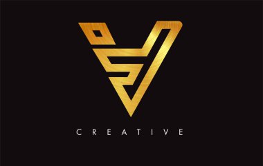 V Golden Letter Modern Trendy Tasarım Logosu. V Harfi Simge Logo wi