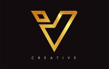 V Golden Letter Modern Trendy Tasarım Logosu. V Harfi Simge Logo wi