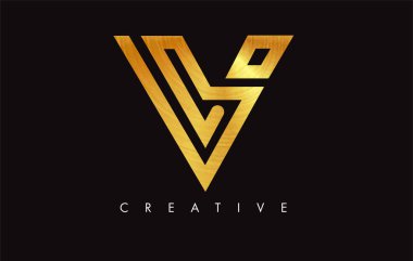 V Golden Letter Modern Trendy Tasarım Logosu. V Harfi Simge Logo wi