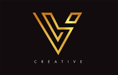 V Golden Letter Modern Trendy Tasarım Logosu. V Harfi Simge Logo wi