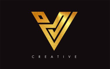V Golden Letter Modern Trendy Tasarım Logosu. V Harfi Simge Logo wi