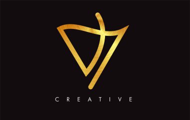 V Golden Letter Modern Trendy Tasarım Logosu. V Harfi Simge Logo wi