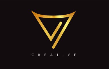 V Golden Letter Modern Trendy Tasarım Logosu. V Harfi Simge Logo wi