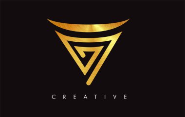 V Golden Letter Modern Trendy Tasarım Logosu. V Harfi Simge Logo wi