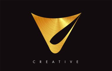 V Golden Letter Modern Trendy Tasarım Logosu. V Harfi Simge Logo wi