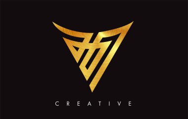 V Golden Letter Modern Trendy Tasarım Logosu. V Harfi Simge Logo wi