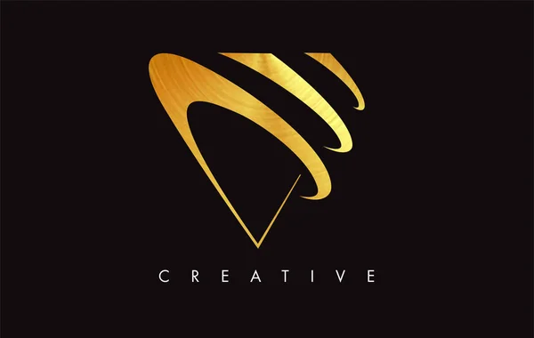 V Golden Lettre moderne tendance logo design. Lettre V Icône Logo wi — Image vectorielle