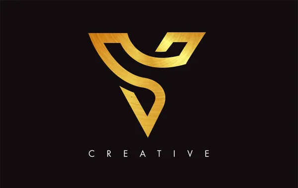 V Golden Letter Modern Trendy Tasarım Logosu. V Harfi Simge Logo wi — Stok Vektör