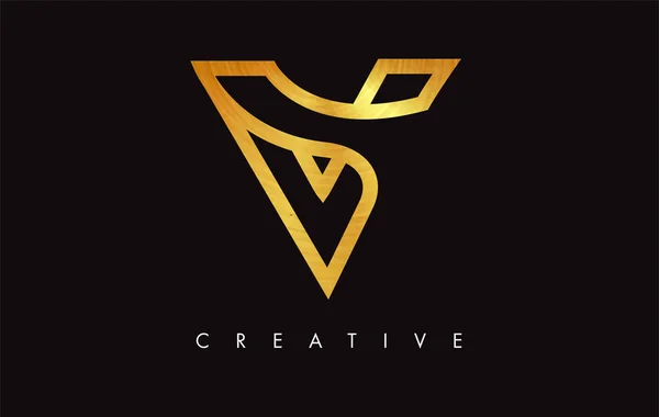 V Golden Lettre moderne tendance logo design. Lettre V Icône Logo wi — Image vectorielle