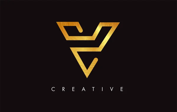 V Golden Lettre moderne tendance logo design. Lettre V Icône Logo wi — Image vectorielle