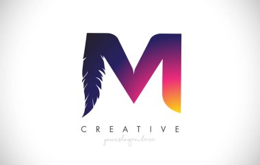 M Feather Harf Logosu Tüylü Yaratıcı Simge Tasarımı