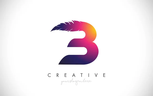 B Feather Letter Logo Icon Design With Feather Feathers Creative