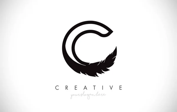 C Feather Letter Logo Σχεδιασμός εικονιδίου με Feather Feathers Creative — Διανυσματικό Αρχείο