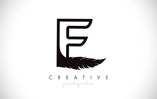 E Feather Letter Logo Icon Design With Feather Feathers Creative — Stock Vector