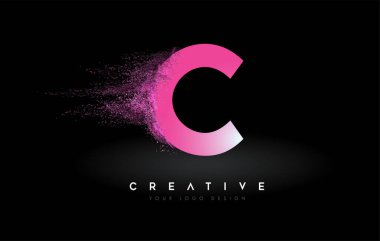 C Harfi Logo Tasarımı. Renkli, yuvarlak şekilli. Pembe ve Mavi Turuncu Soyut Tasarım Harf Simgesi Vektör İllüstrasyonu.