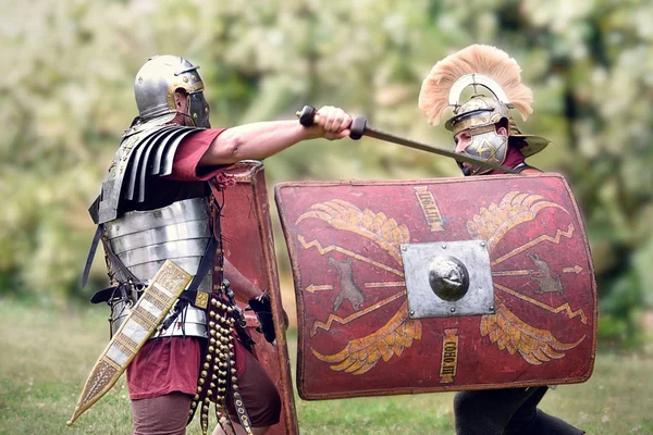 Gessate Milan Italy April 2019 Reenactment Ancient Roman Legionary Soldiers — Stock Photo, Image
