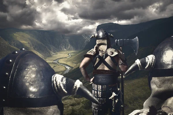 Армия Викингов Альпах Перед Боем — стоковое фото