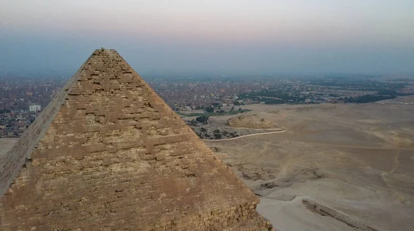 Historische Gizeh Piramides Egypte Neergeschoten Door Drone — Stockfoto