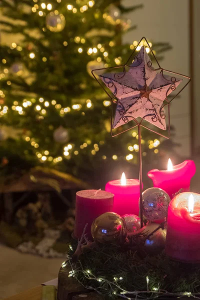 Kaarslampjes Bij Kerstmis — Stockfoto