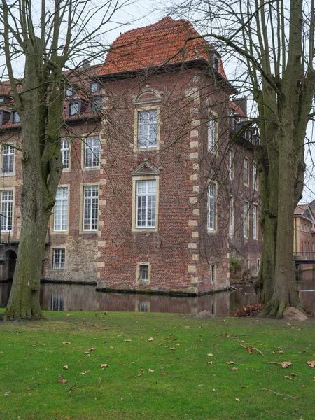 Slottet Och Skog Tyska Münsterland — Stockfoto