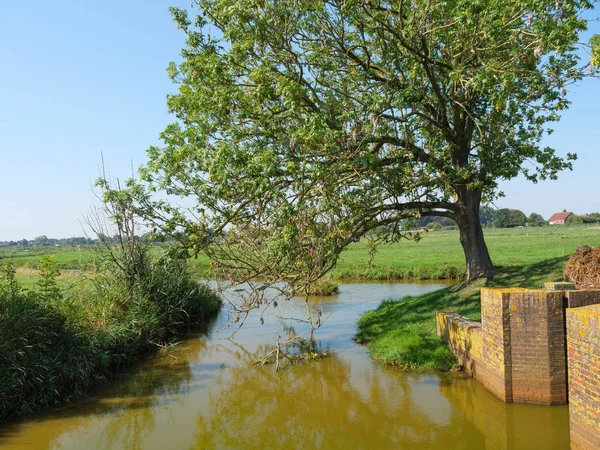 Het Dorp Ditzum Aan Rivier Ems Duitsland — Stockfoto