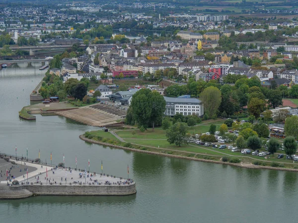 Πόλη Της Koblenz Στον Ποταμό Ρινόκερο Στη Γερμανία — Φωτογραφία Αρχείου