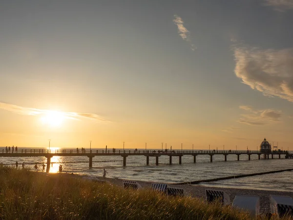 Coucher Soleil Sur Plage Zingst — Photo