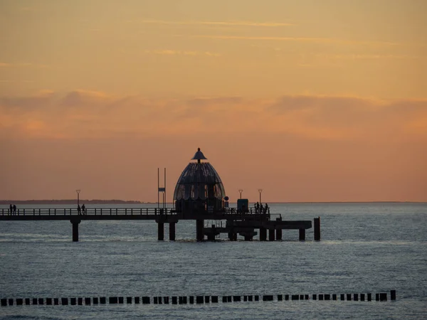 Pôr Sol Praia Zingst — Fotografia de Stock