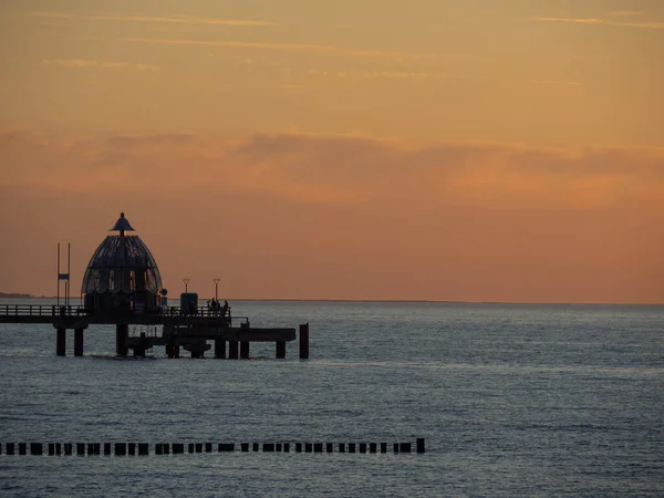 Coucher Soleil Sur Plage Zingst — Photo