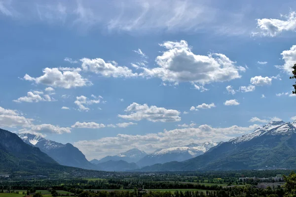 Wunderschne Aussicht Über Das Rheintal Der Schweiz Und Liechtenstein 2020 — Stockfoto