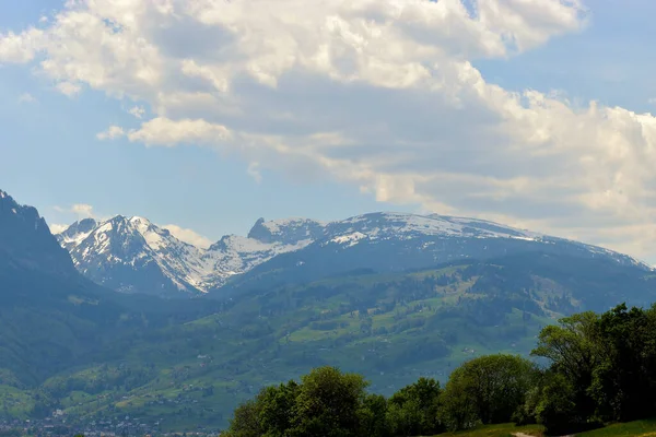 Wunderschne Aussicht Ber Das Rheintal Der Schweiz Und Liechtenstein 2020 — Stock fotografie