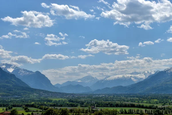 Wunderschne Aussicht Über Das Rheintal Der Schweiz Und Liechtenstein 2020 — Stockfoto