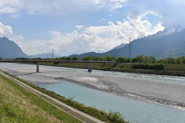 Blick Ueber Den Rhein Liechtensteinben — Stock Fotó