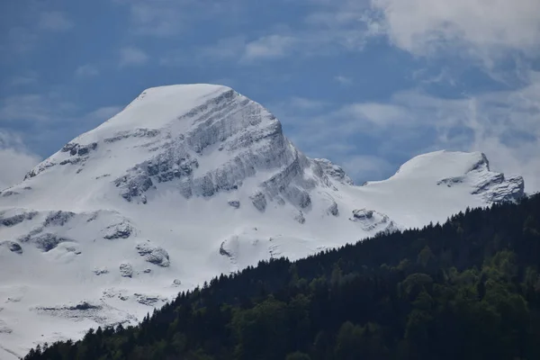 Verbazingwekkend Alpine Panorama Uitzicht Zwitserse Bergen — Stockfoto