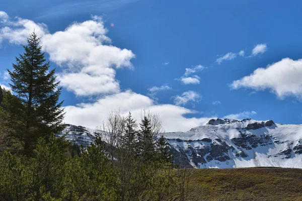 リヒテンシュタインのマルブンで雪に覆われた山の峰22 2020 — ストック写真